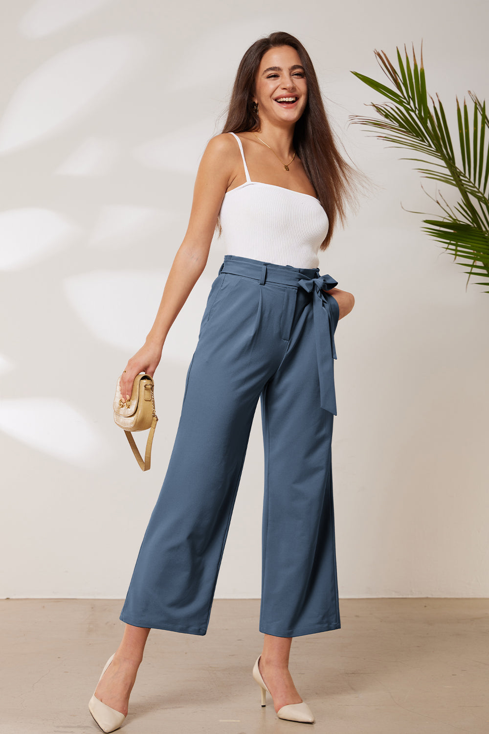 GRACE KARIN Straight Leg with Belt Loose Fit Trousers