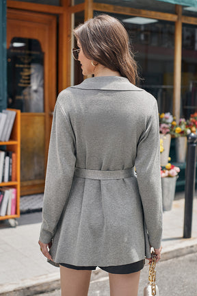 GRACE KARIN Mid-Thigh Length Cardigan Long Sleeve Irregular Lapel Sweater