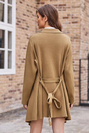 GRACE KARIN Mid-Thigh Length Cardigan Long Sleeve Irregular Lapel Sweater