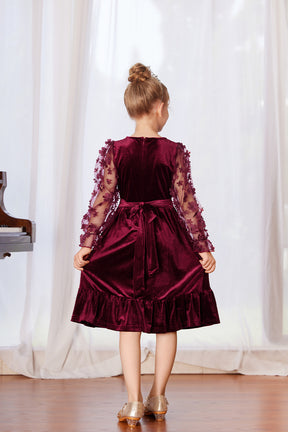 GRACE KARIN Robe en tissu contrasté pour enfants, robe trapèze à manches longues et col rond pour petites filles