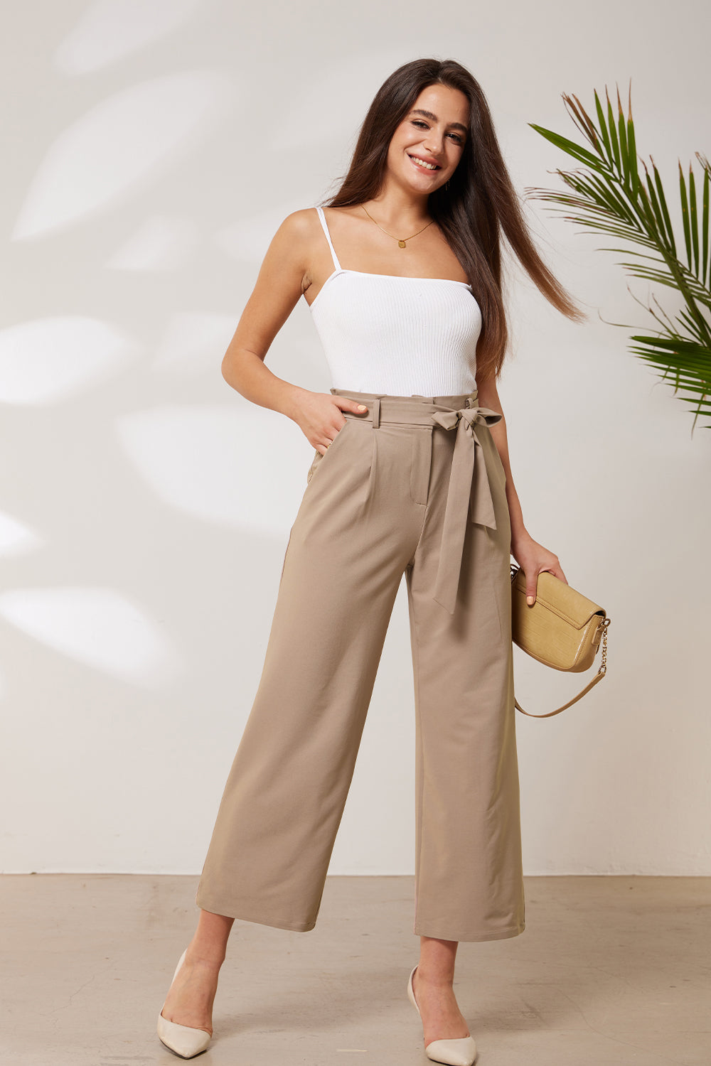 GRACE KARIN Straight Leg with Belt Loose Fit Trousers
