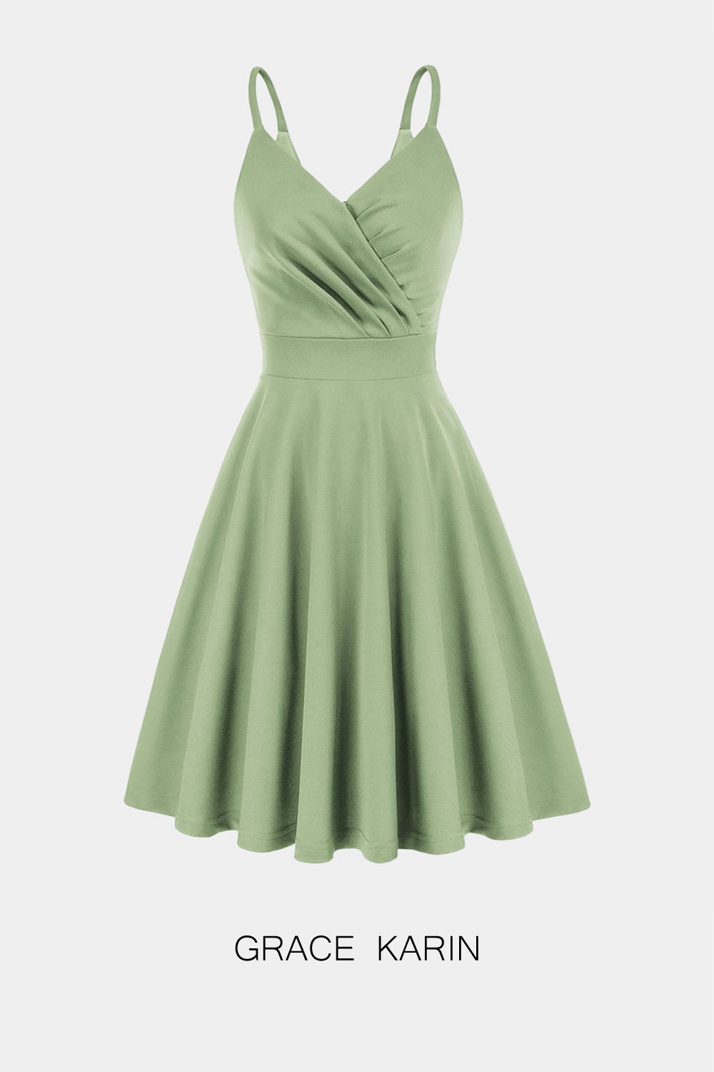 【$19.99 Flash Sale!】GRACE KARIN Cami Pleated Bodice Flared A-Line Sleeveless Dress
