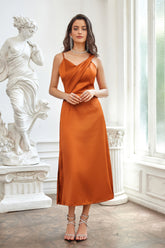 GRACE KARIN Side Slit Party Dress Asymmetric Shoulder V-Neck A-Line Midi Dress