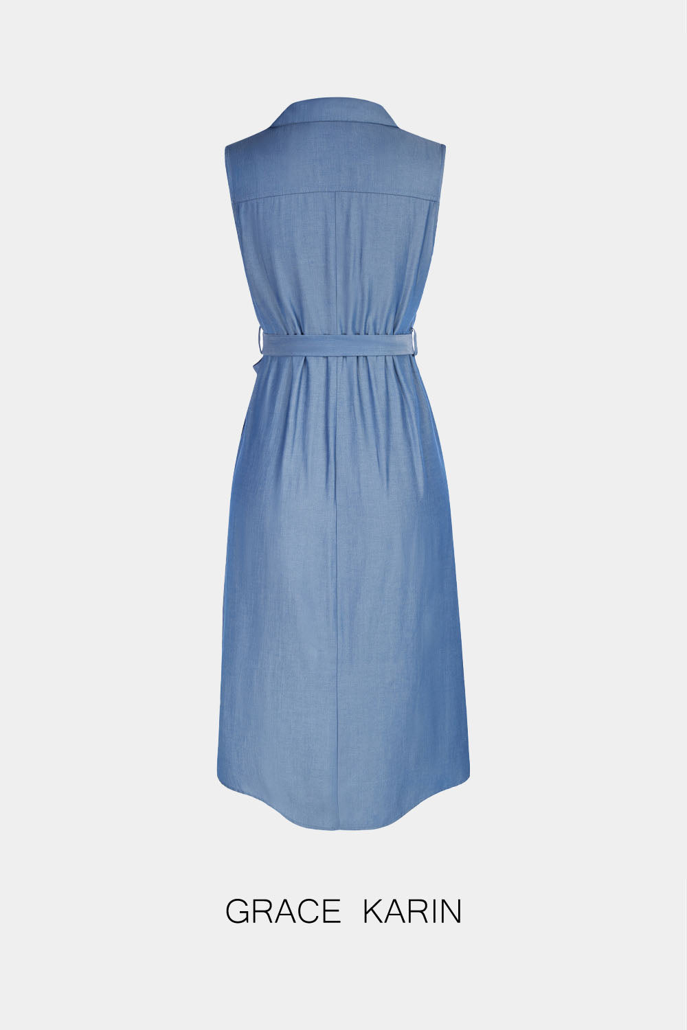 【$19.99 Flash Sale!】GRACE KARIN Lapel Collar Dress with Belt Sleeveless Dress