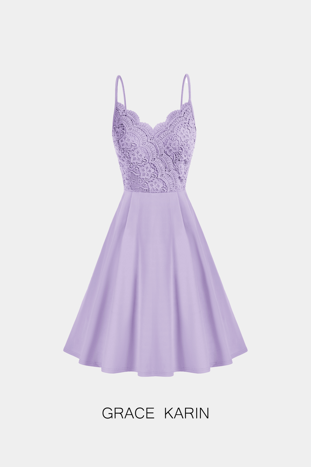 【Only $9.99】Grace Karin Women Lace Patchwork Cami Dress Spaghetti Straps V-Neck A-Line Dress