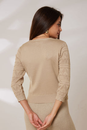 GRACE KARIN Women Cropped Cardigan Sweater 3/4 Sleeve V-Neck Button-up Knitwear