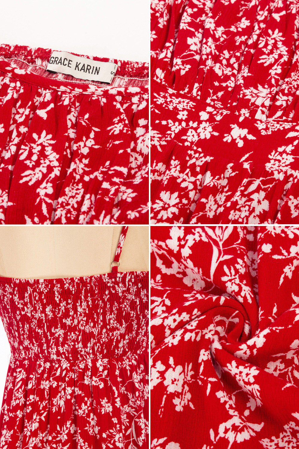 【19,99 $ Vente Flash !】GRACE KARIN Robe caraco à taille définie pour femme, bretelles spaghetti, ourlet à volants, robe trapèze