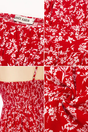 【19,99 $ Vente Flash !】GRACE KARIN Robe caraco à taille définie pour femme, bretelles spaghetti, ourlet à volants, robe trapèze